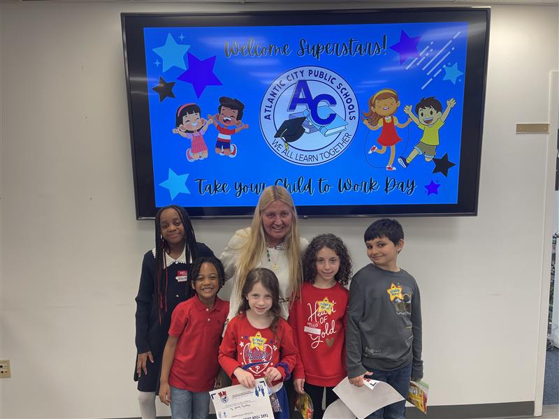 Peggie Davis and children at Take Your Child to Work Day.