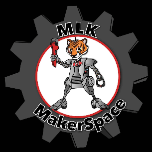  MLK Makerspace logo robot tiger with tools