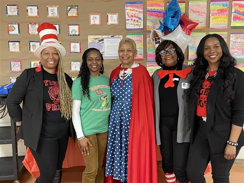 Dr. Martin Luther King Jr. School Complex Principal Jodi Burroughs and her staff pose for a picture.