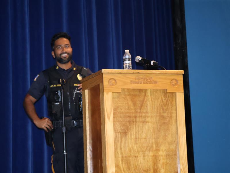 Sgt. Mohammad Kaiser works with the 2024 Atlantic City Police Department's Junior Police Academy.