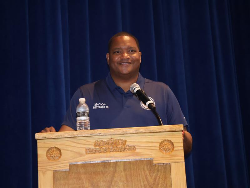 Mayor Marty Small speaks at 2024 Junior Police Academy graduation.