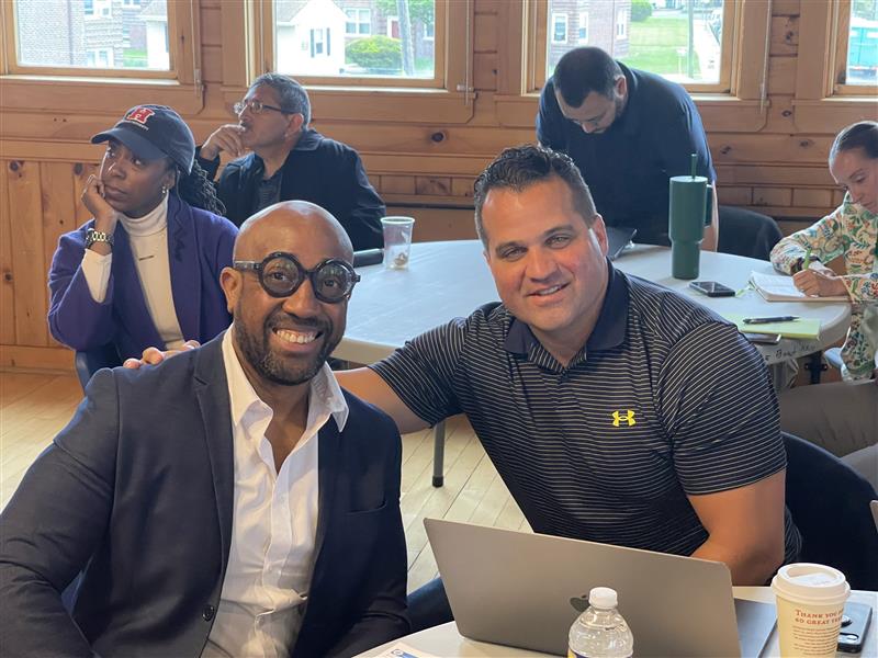 Principal Jason Grimes and Luis Rodriguez, president and CEO of La Casa Dominicana, NJ, Inc.