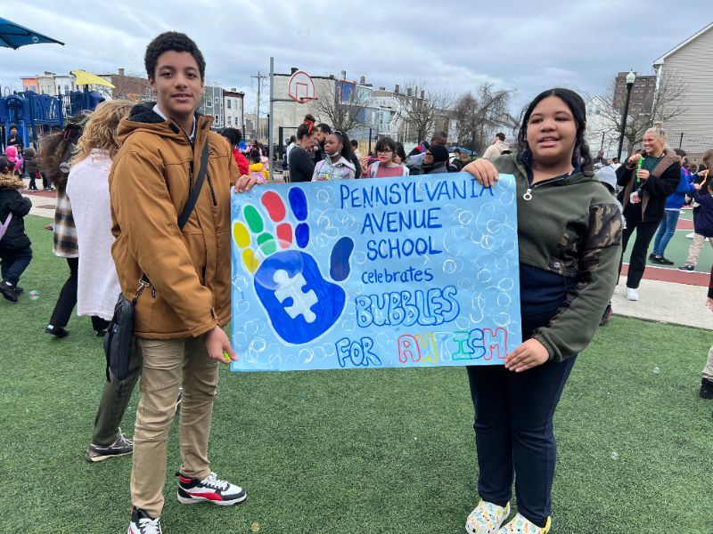 Pennsylvania Avenue School Blows Bubbles for Autism Awareness Month